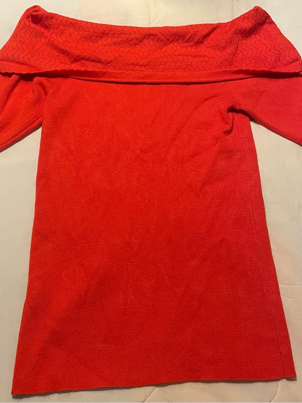 Roz & Ali Vibrant Red Off-the-Shoulder Knit Sweater